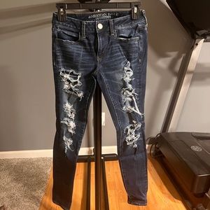 American Eagle dark wash ripped jeans